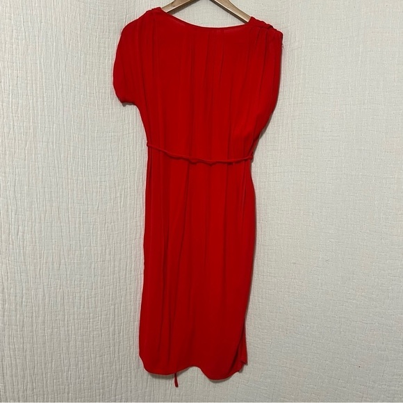 She + Sky Red Dress Midi Blouson Flowy Spring Summer Boho Trendy size S Small - Picture 4 of 8